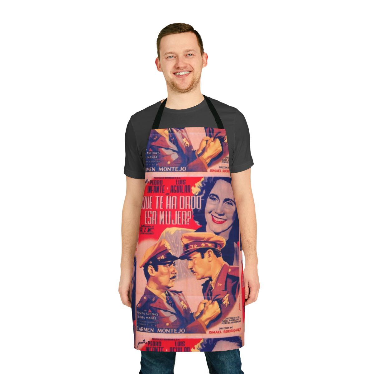 Vintage Mexican cinema icons design on a high-quality apron