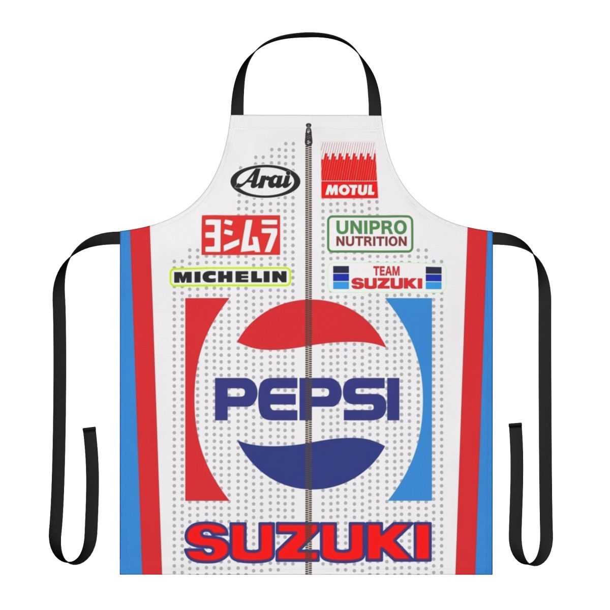 Vintage-style motorcycle apron with RG500 Gamma Leathers inspired design
