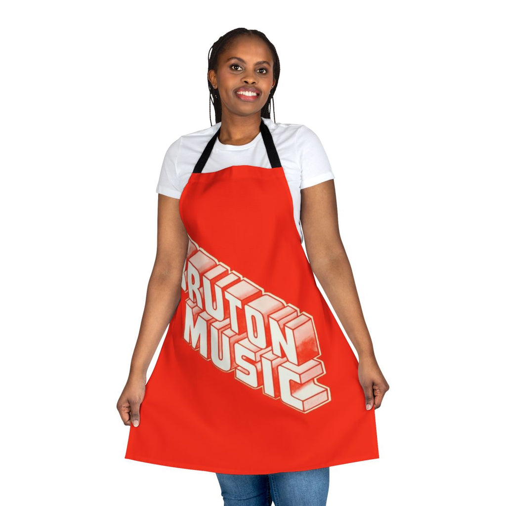 Vintage-inspired Bruton Music logo printed on a high-quality apron