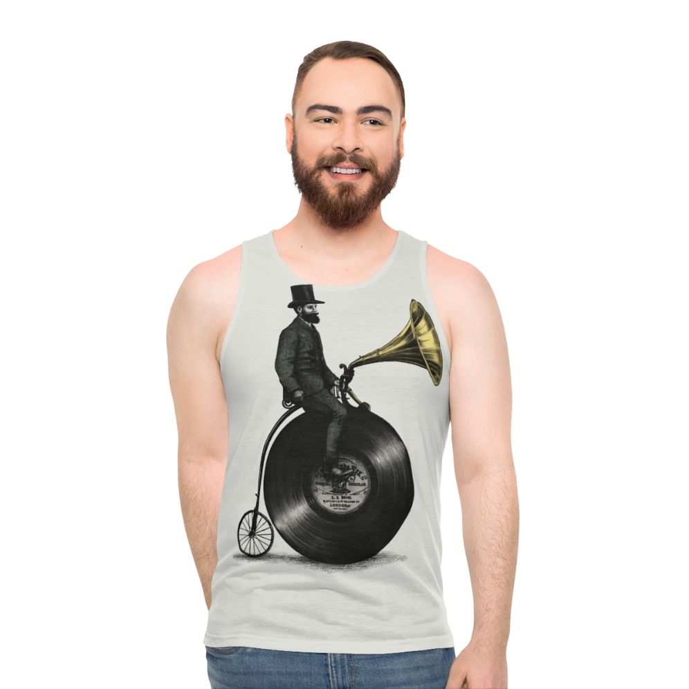 Vintage Music Man Unisex Tank Top with Retro Graphic Art Design