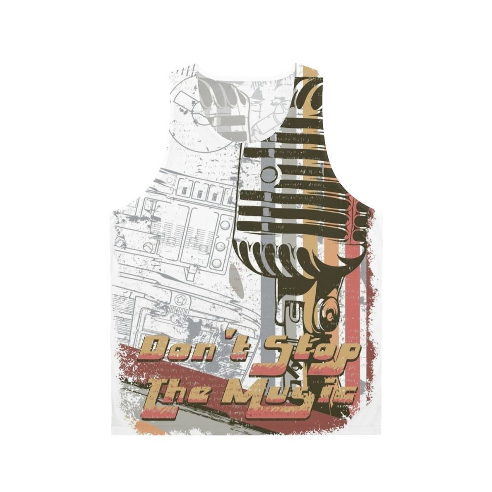 Vintage style unisex tank top with "Do Not Stop The Music" design