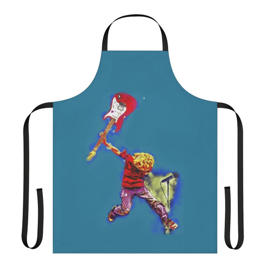 Vintage-style music-themed apron with references to Nirvana, Pearl Jam, Soundgarden, and other 90s rock and grunge bands