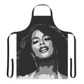 Vintage newspaper-inspired apron featuring Aaliyah, the legendary R&B artist