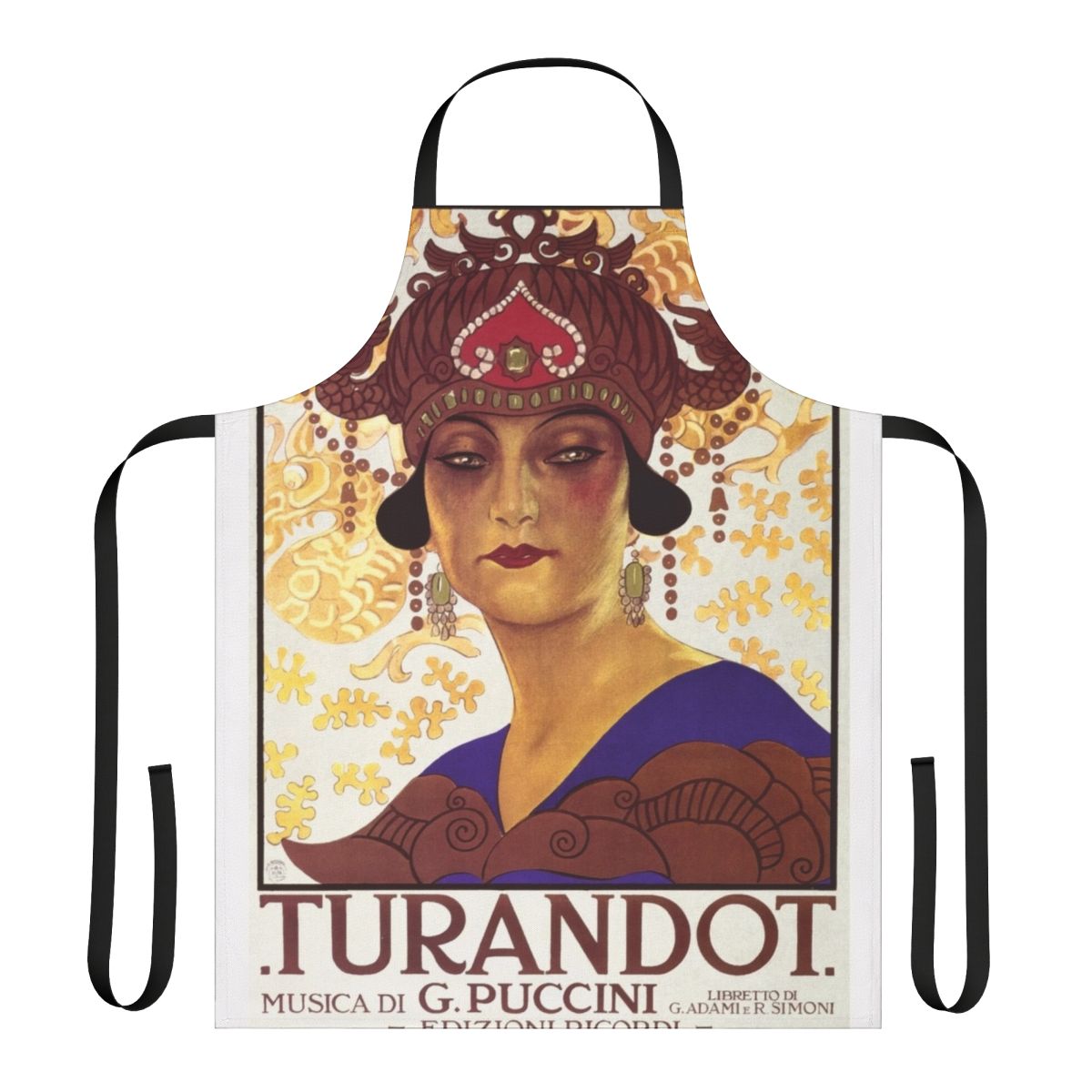 Vintage-style apron featuring a Turandot opera design