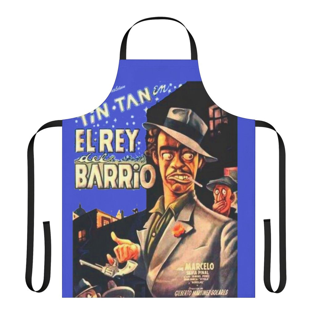 Vintage-style apron featuring a pachuco design inspired by the classic Mexican film character Tin Tan