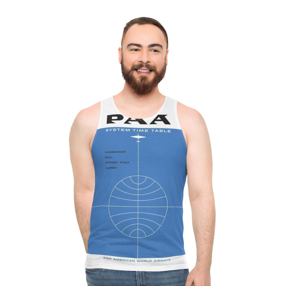 Vintage Pan Am 1957 Airline Timetable Cover Unisex Tank Top