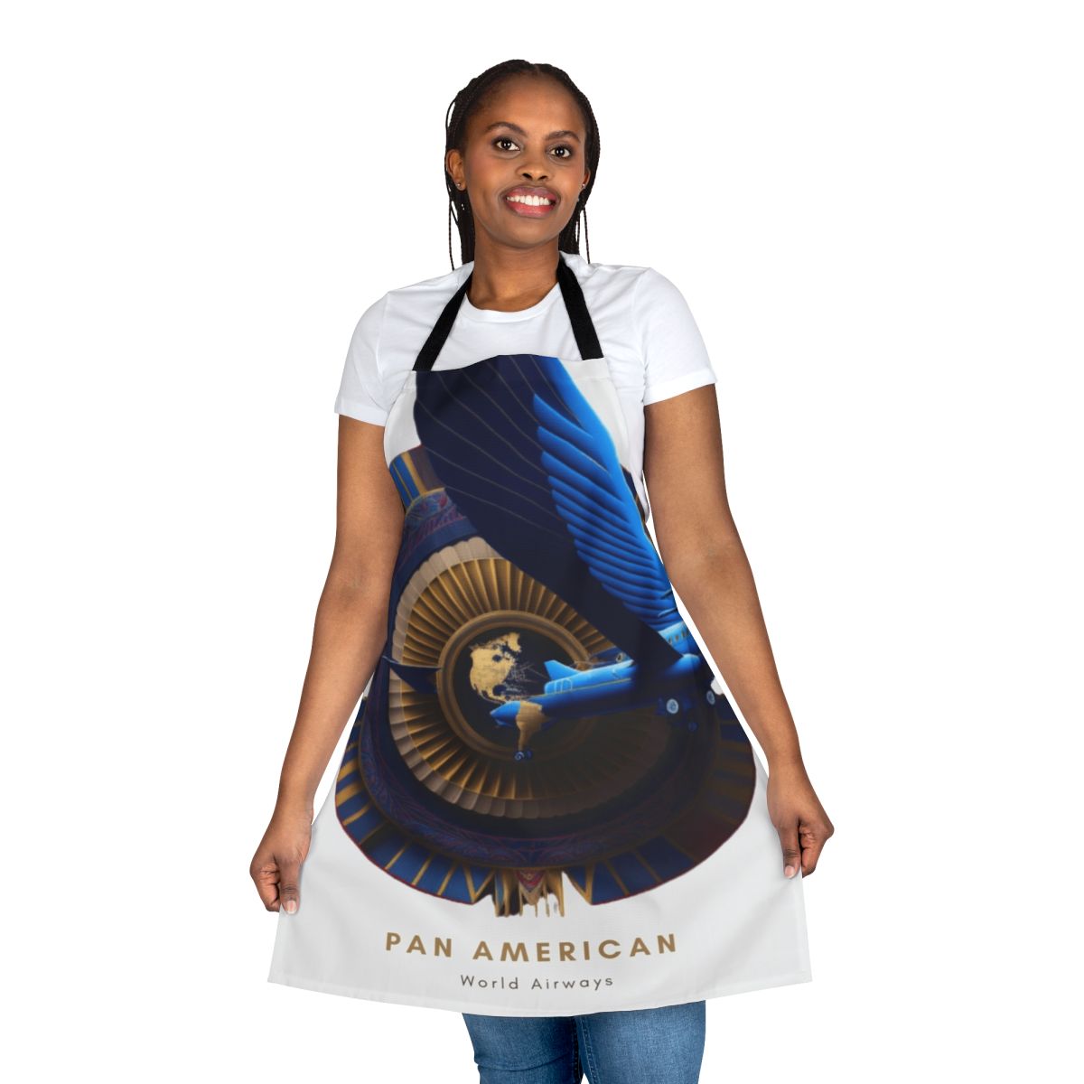 Vintage Pan American World Airways inspired apron with classic airline logo