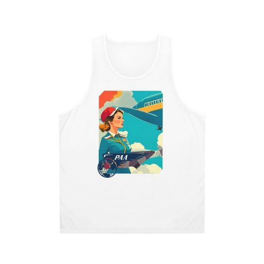 Vintage Pan Am Unisex Tank Top with Airplane and Cloud Design