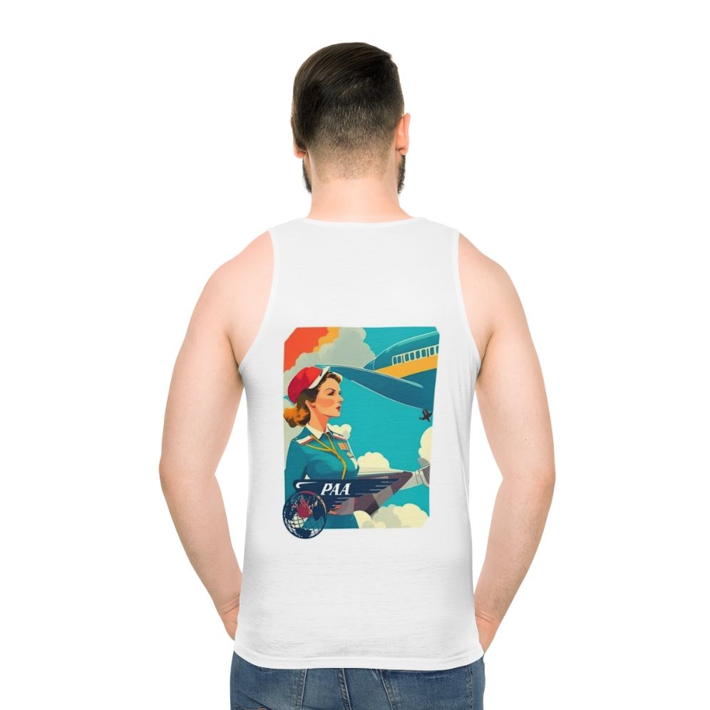 Vintage Pan Am Unisex Tank Top with Airplane and Cloud Design