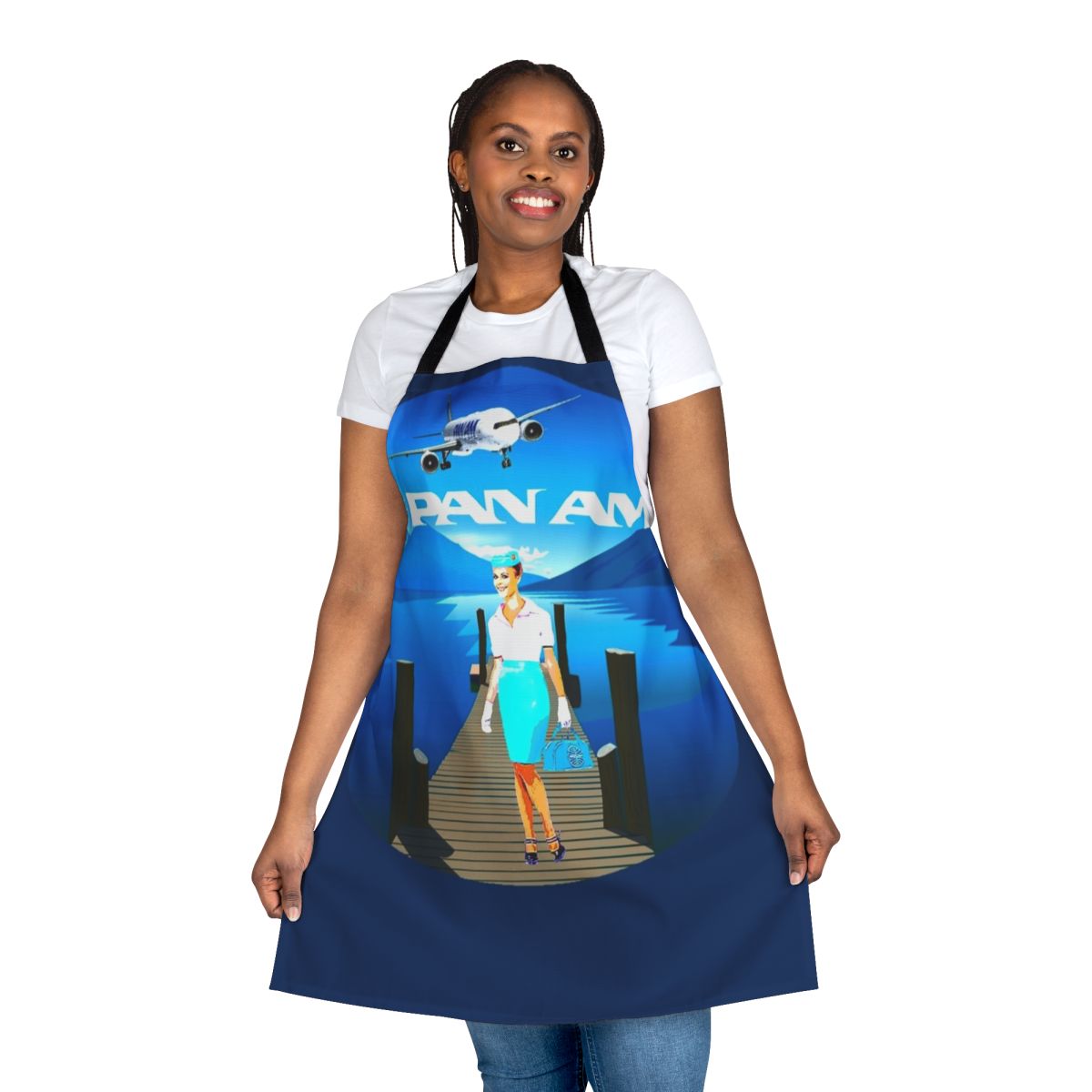 Vintage-style Panama apron with Pan Am inspired design for aviation enthusiasts and collectors