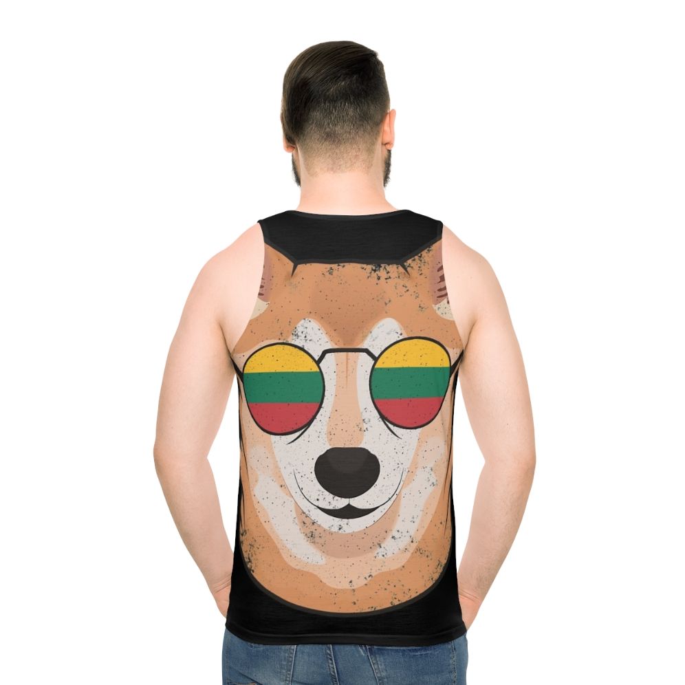 Vintage patriotic shiba inu tank top with lithuanian flag
