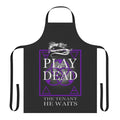 Black and white apron featuring a vintage post-punk inspired design