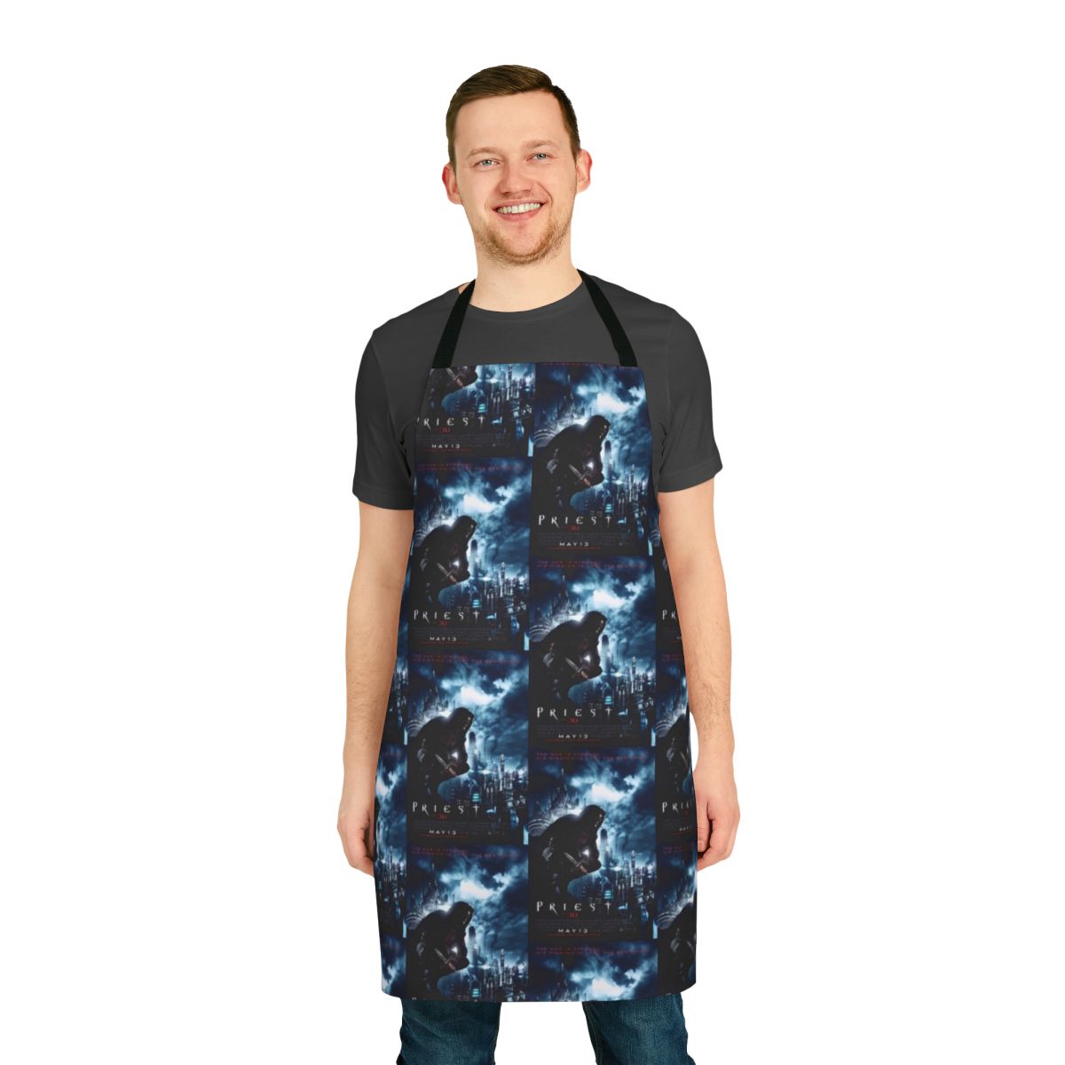 Vintage-style apron featuring imagery from the classic film "Priest"