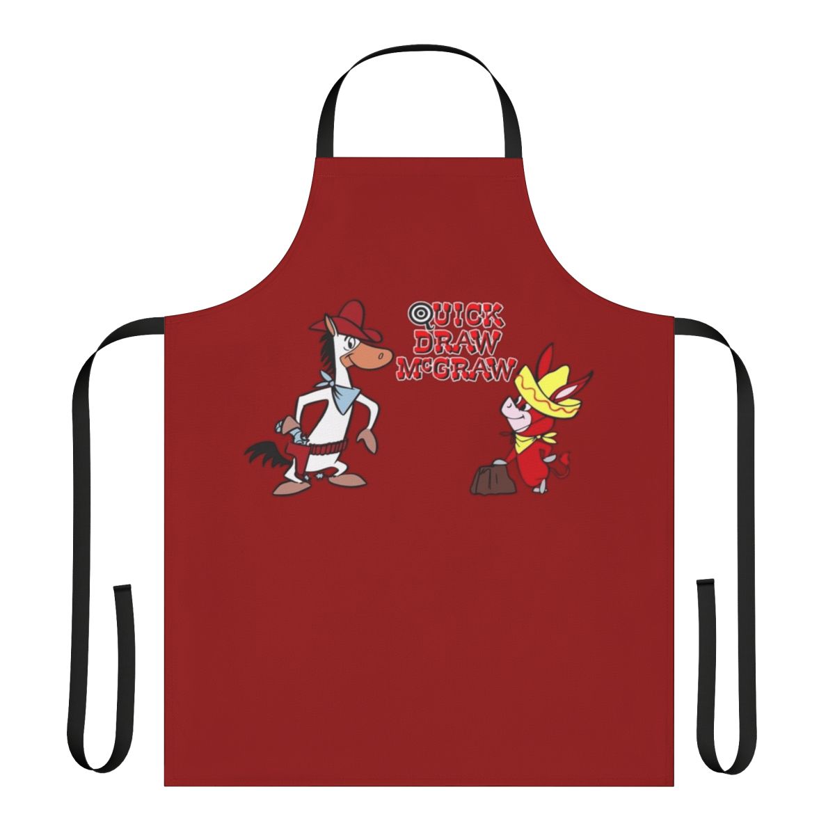 Vintage-style apron featuring the character Quick Draw McGraw from the classic 1960s animated TV series.