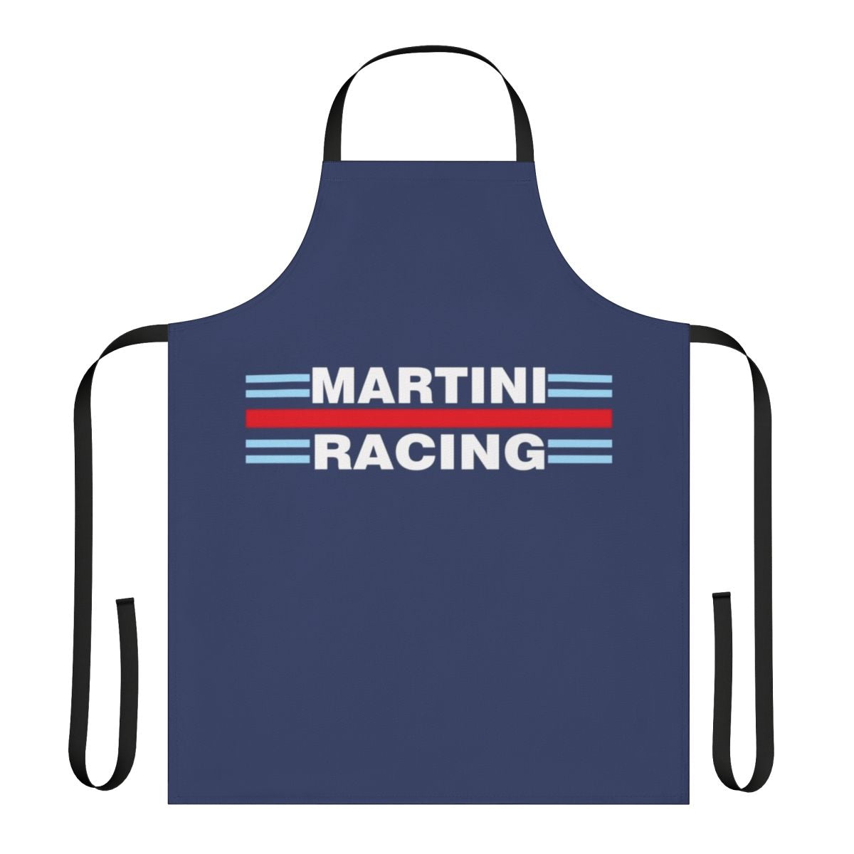 Retro-style motorsport apron with Martini racing design