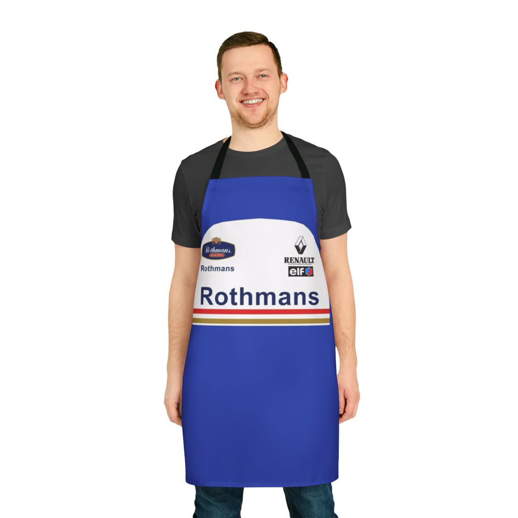 Vintage-style racing apron with Williams F1 team colors and logo