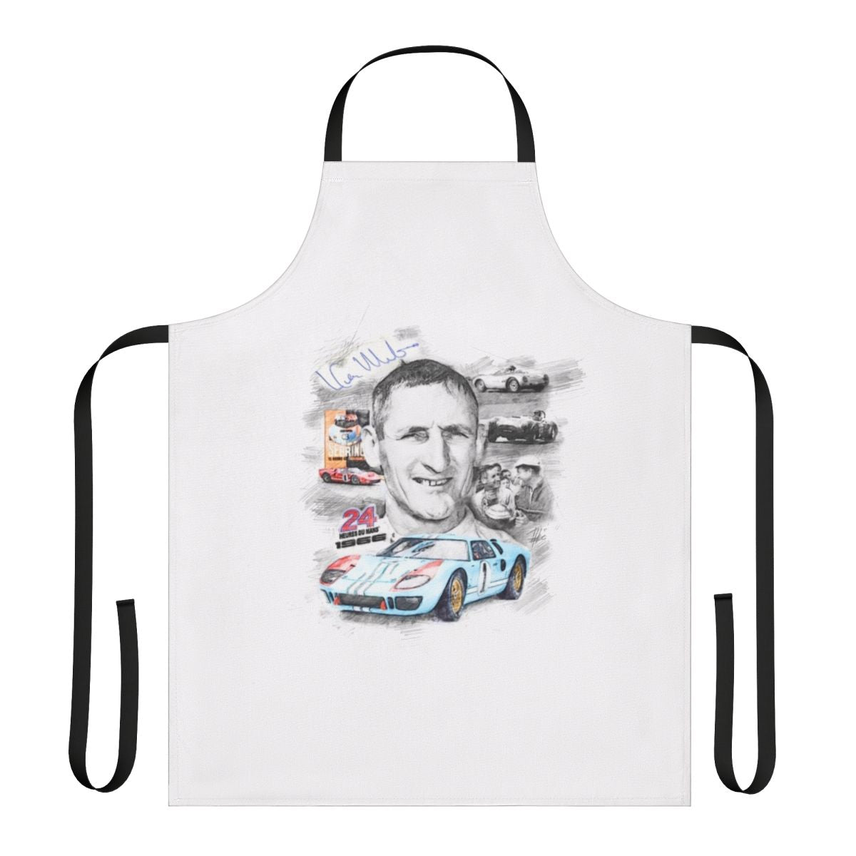 Vintage racing inspired apron featuring the name "Ken Miles"