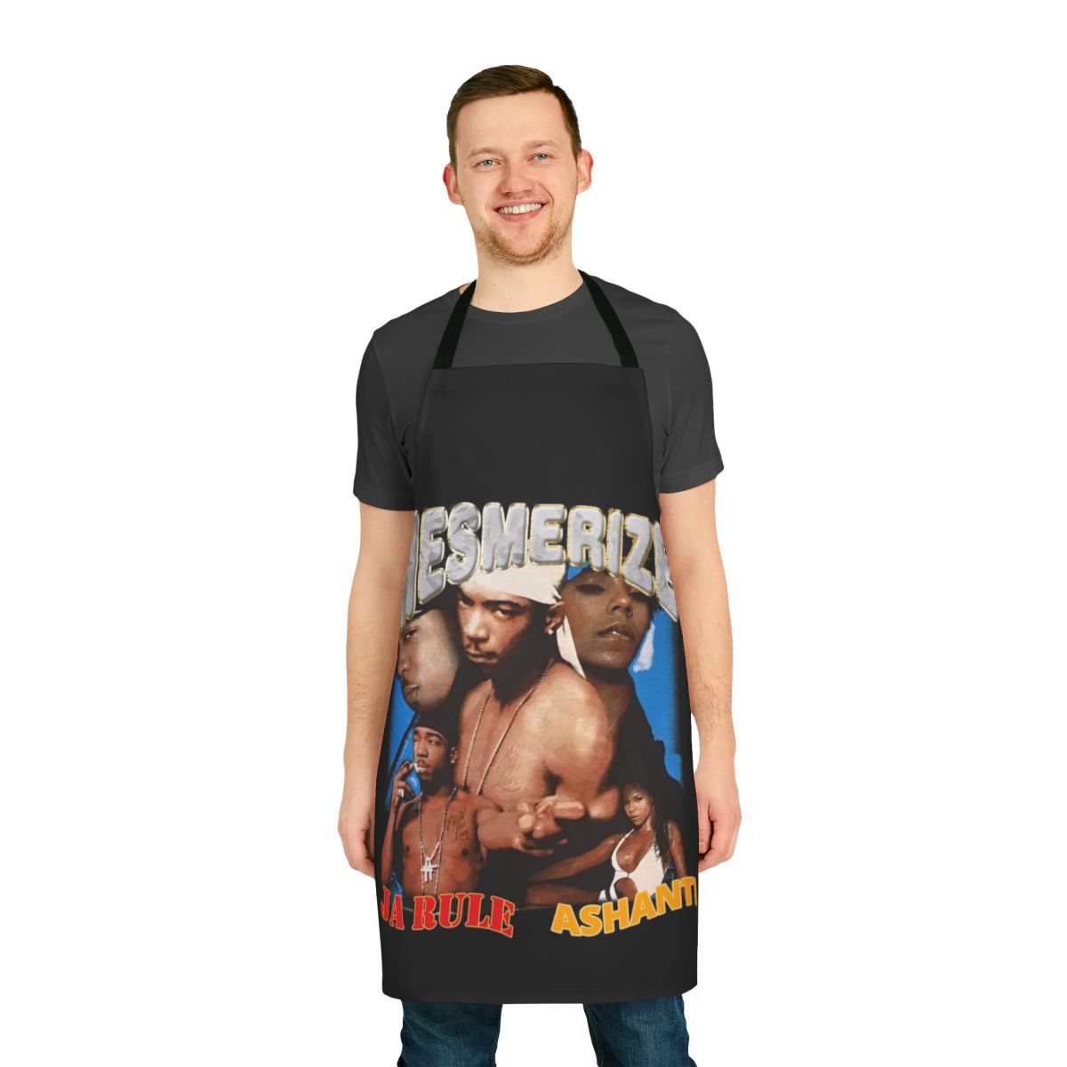 Vintage rap tour graphic tee design printed on a high-quality apron