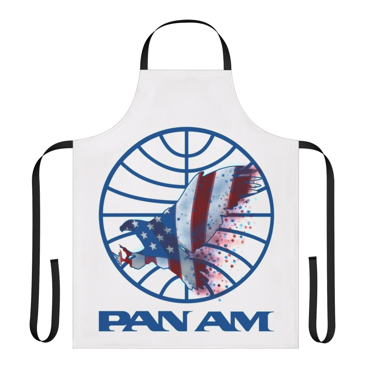 Vintage retro-styled apron featuring the iconic Pan Am airline logo and colors