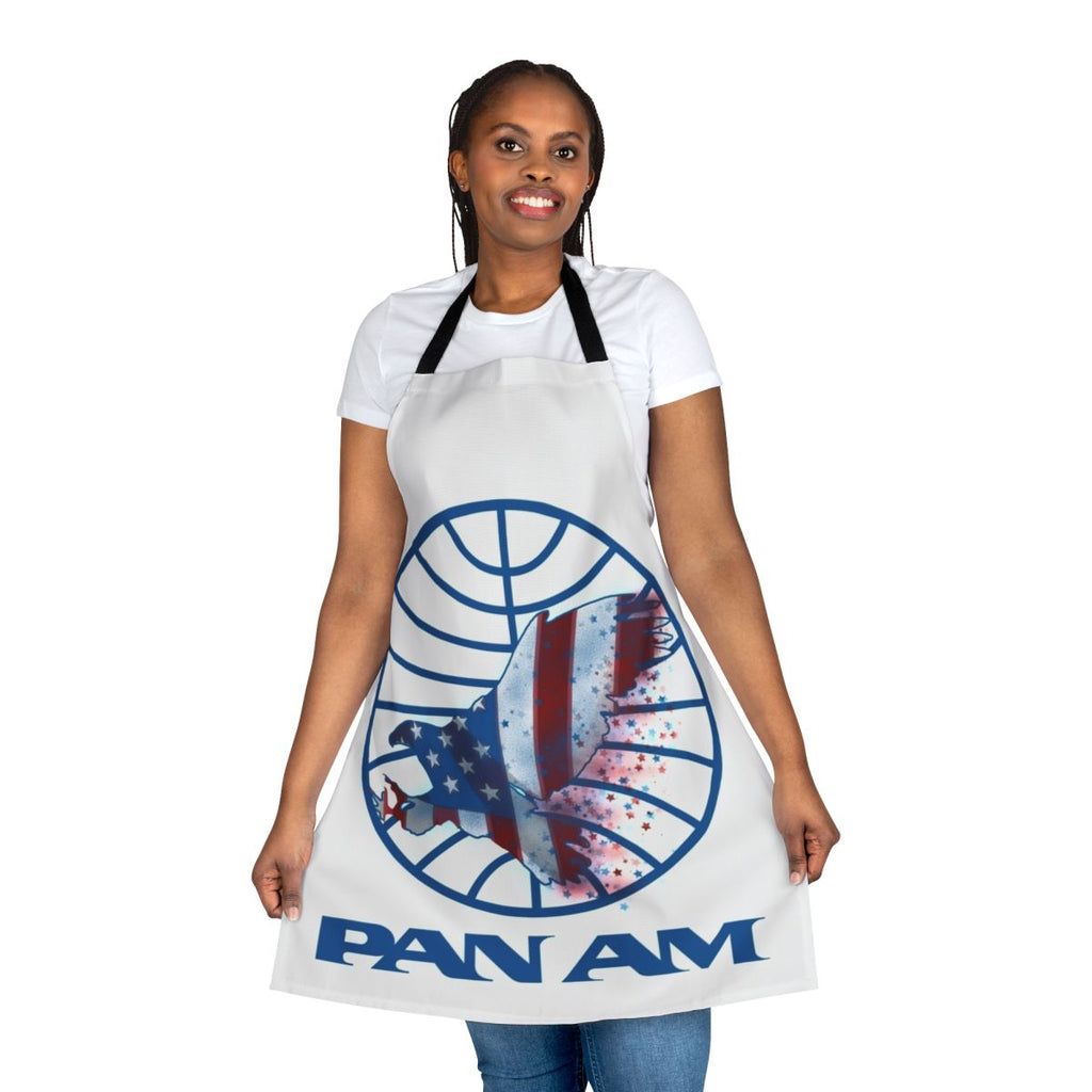 Vintage retro-styled apron featuring the iconic Pan Am airline logo and colors
