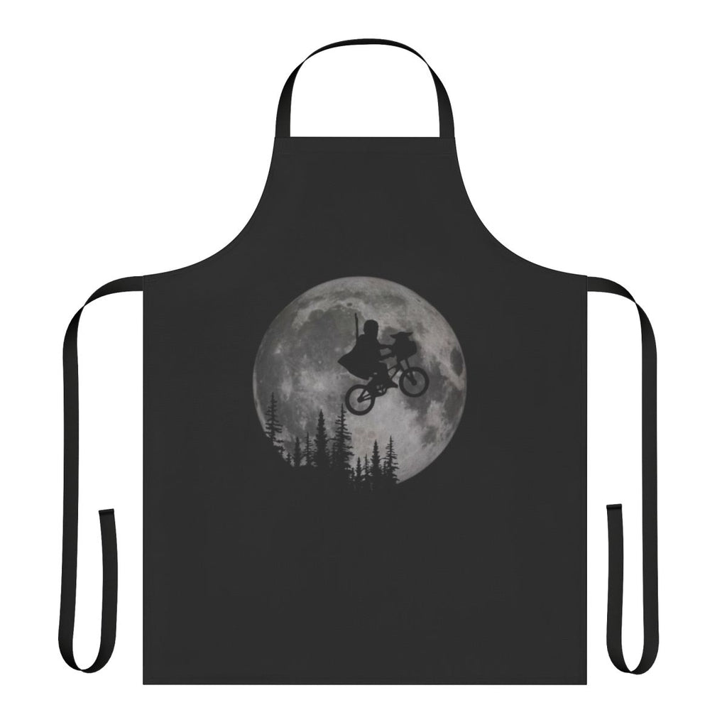 Vintage-style apron featuring iconic scenes and characters from the beloved 1980s film E.T. the Extra-Terrestrial