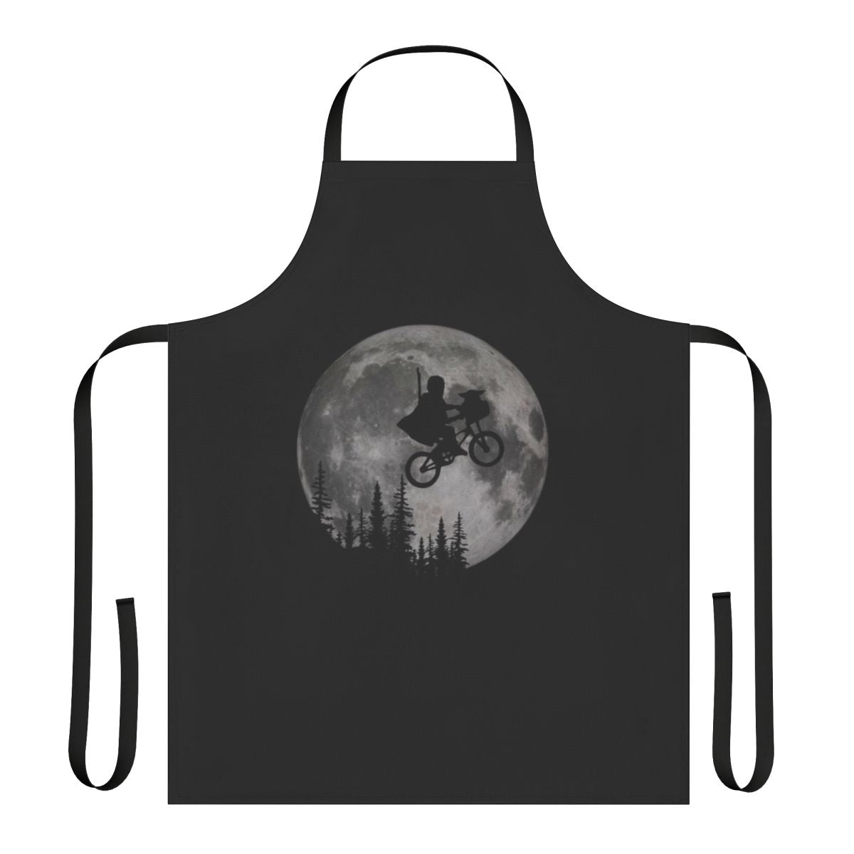 Vintage-style apron featuring iconic scenes and characters from the beloved 1980s film E.T. the Extra-Terrestrial