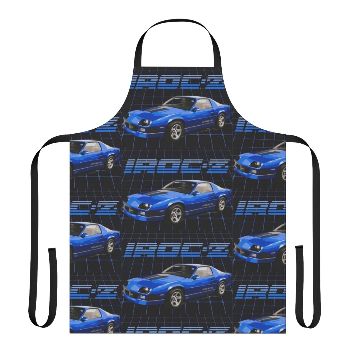 Vintage-style apron inspired by the 1980s Chevrolet Camaro IROC-Z, featuring a retro design for car enthusiasts
