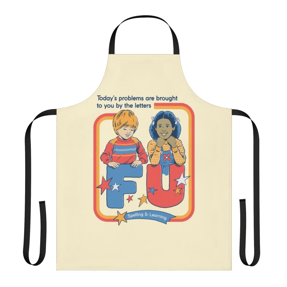 Vintage retro style apron with funny spelling and dark humor design