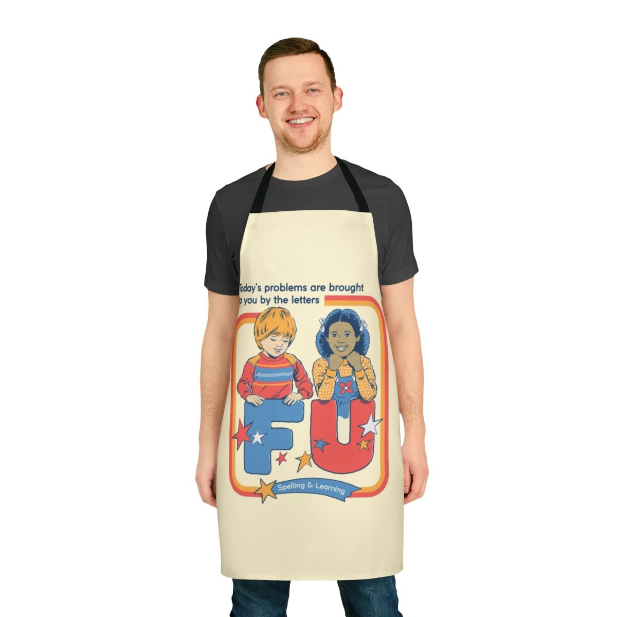 Vintage retro style apron with funny spelling and dark humor design