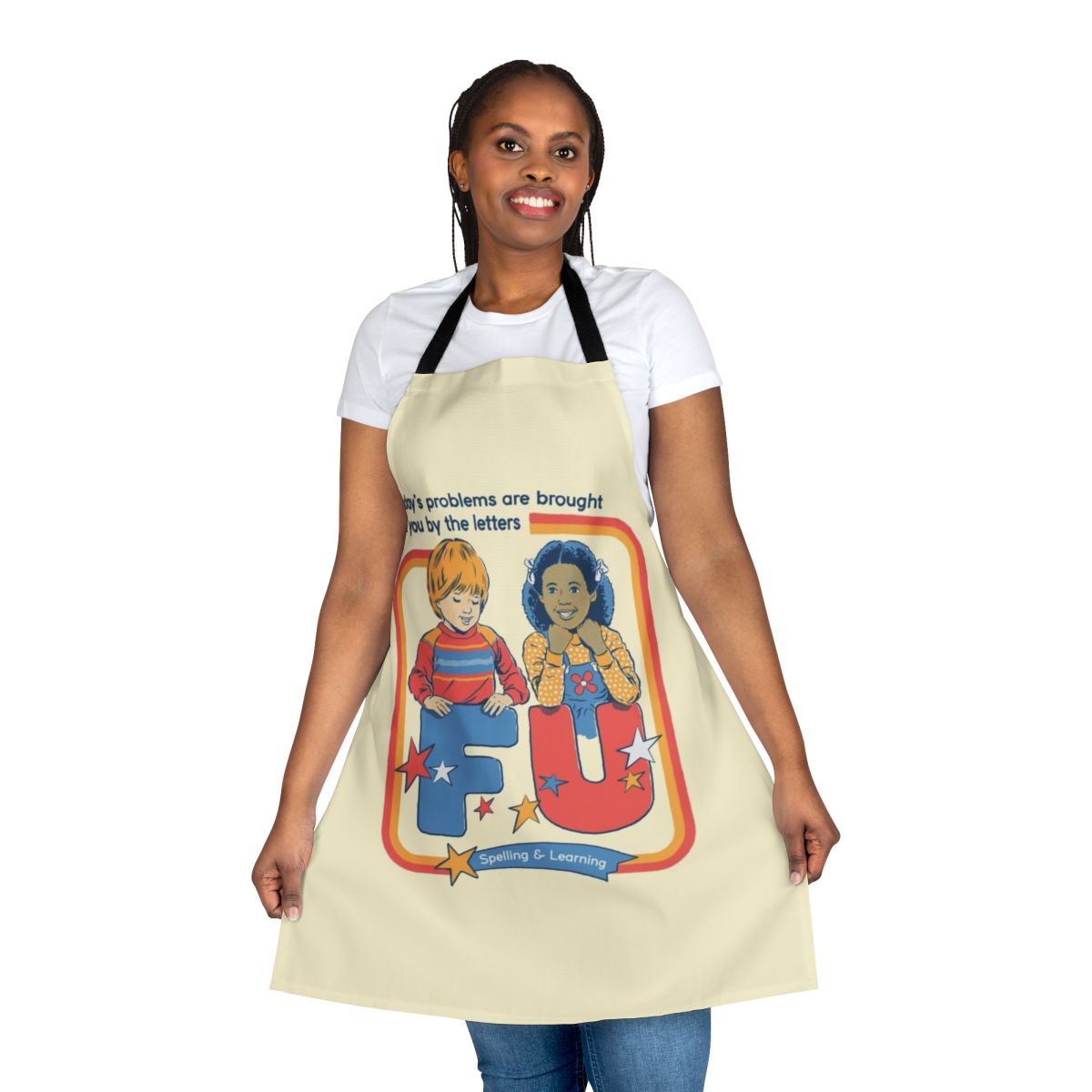 Vintage retro style apron with funny spelling and dark humor design