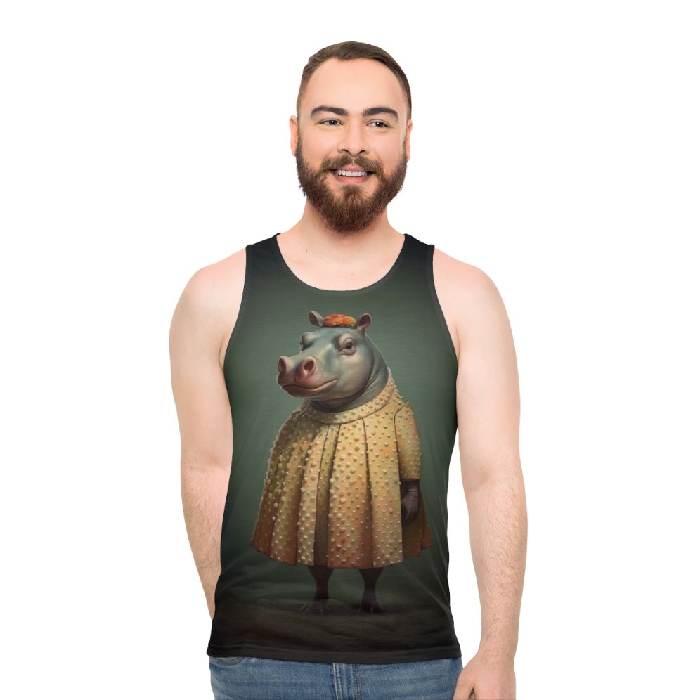 Vintage Retro Hippo 1950s Unisex Tank Top