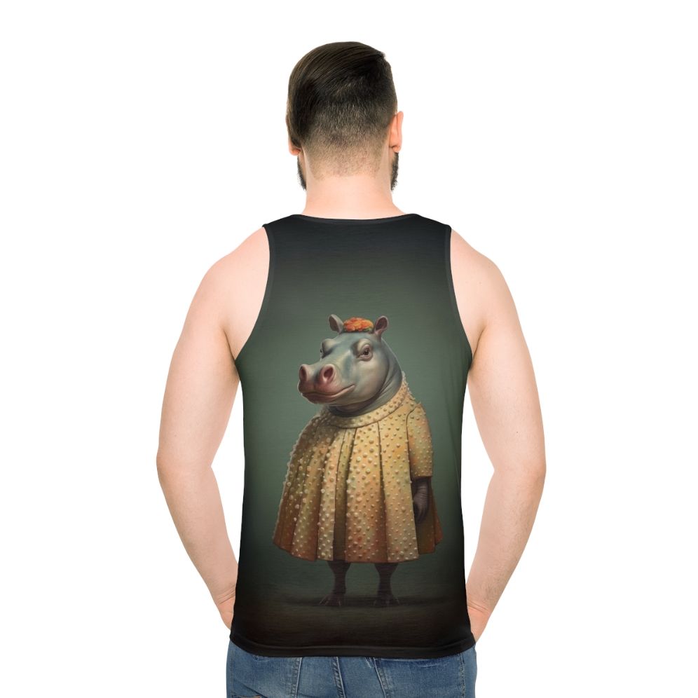Vintage Retro Hippo 1950s Unisex Tank Top