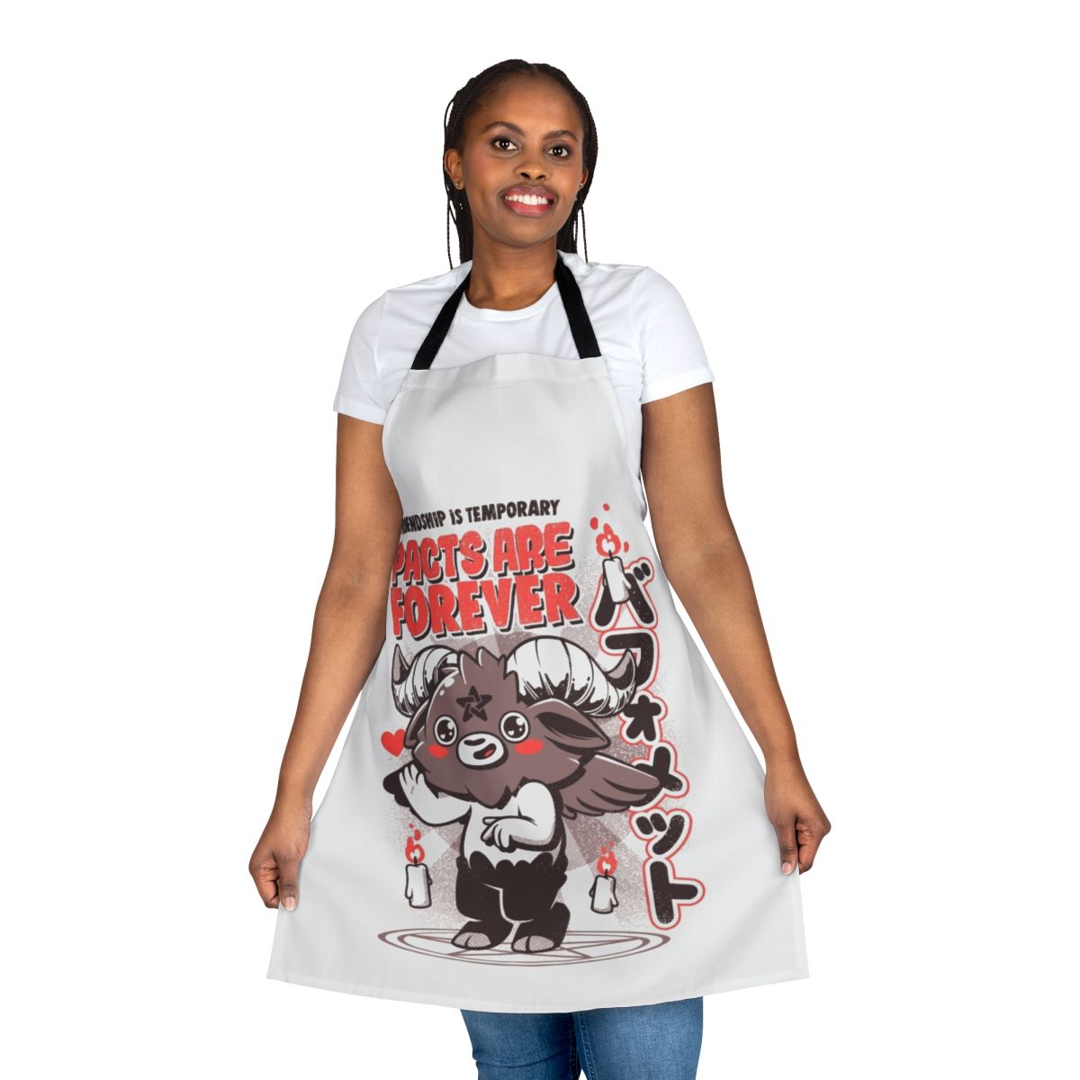 Vintage-style apron featuring occult and demonic design