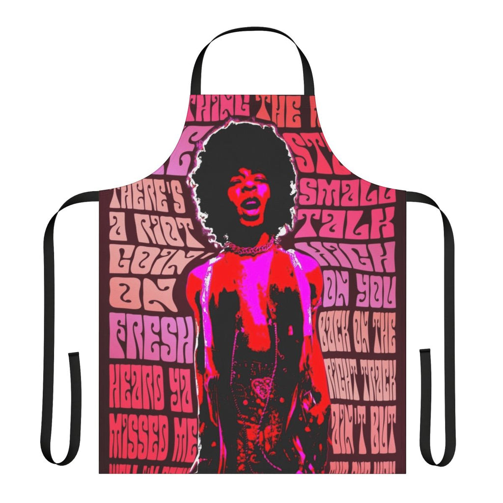 Vintage retro design apron featuring Sly and the Family Stone inspired graphics