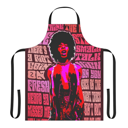 Vintage retro design apron featuring Sly and the Family Stone inspired graphics
