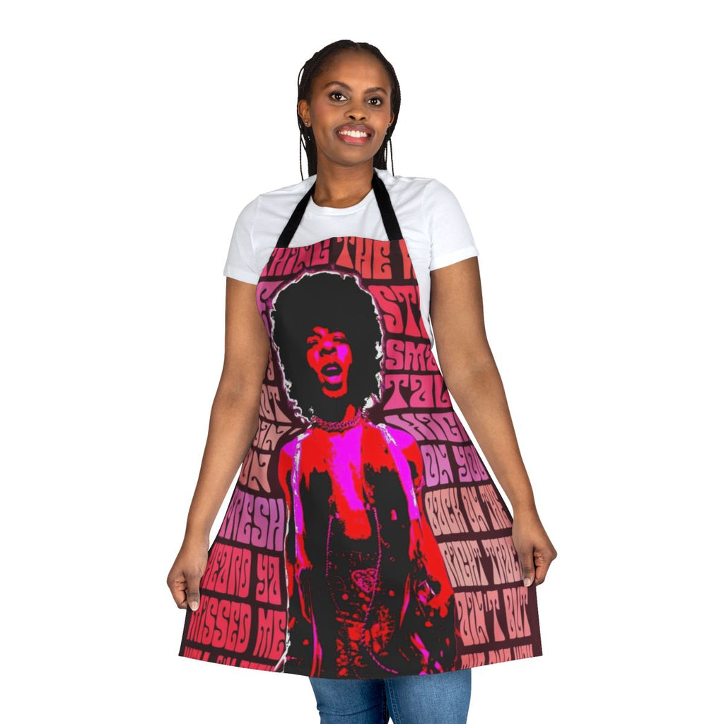 Vintage retro design apron featuring Sly and the Family Stone inspired graphics