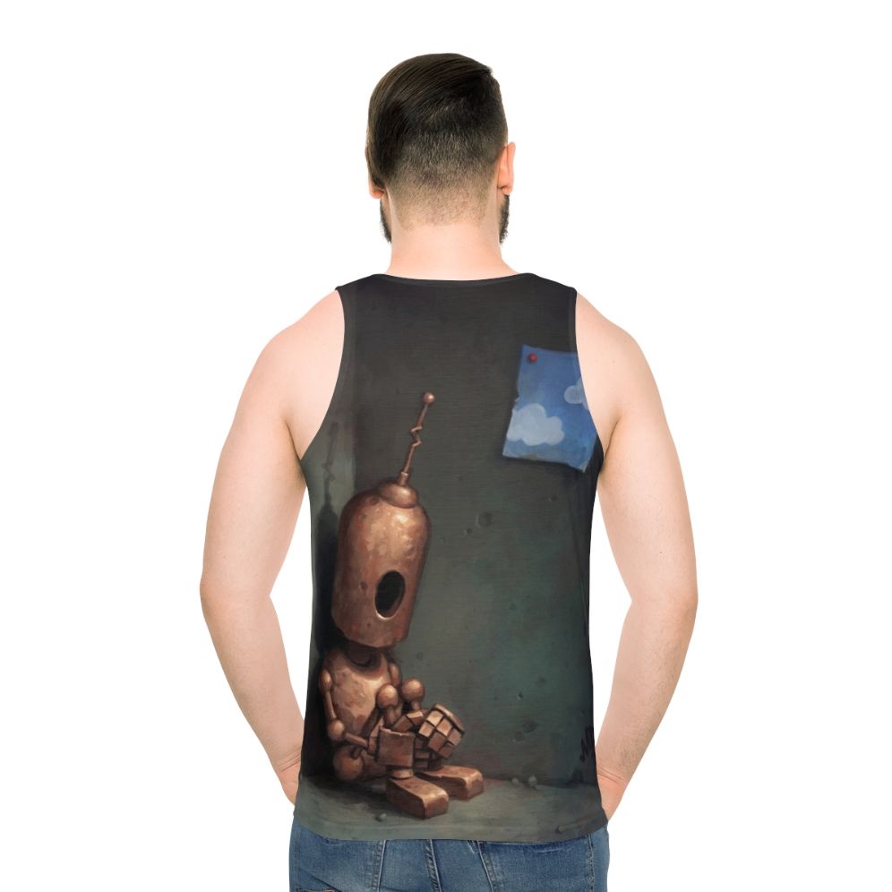 Vintage robot melancholy unisex tank top
