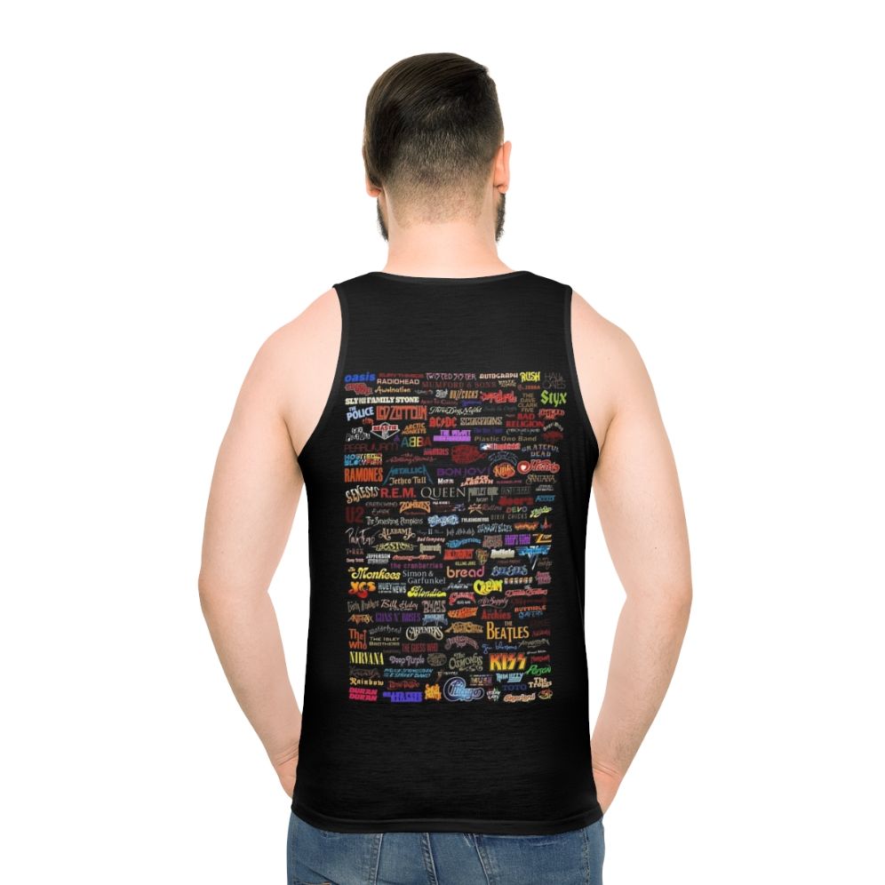 Vintage rock bands poster design on a unisex tank top