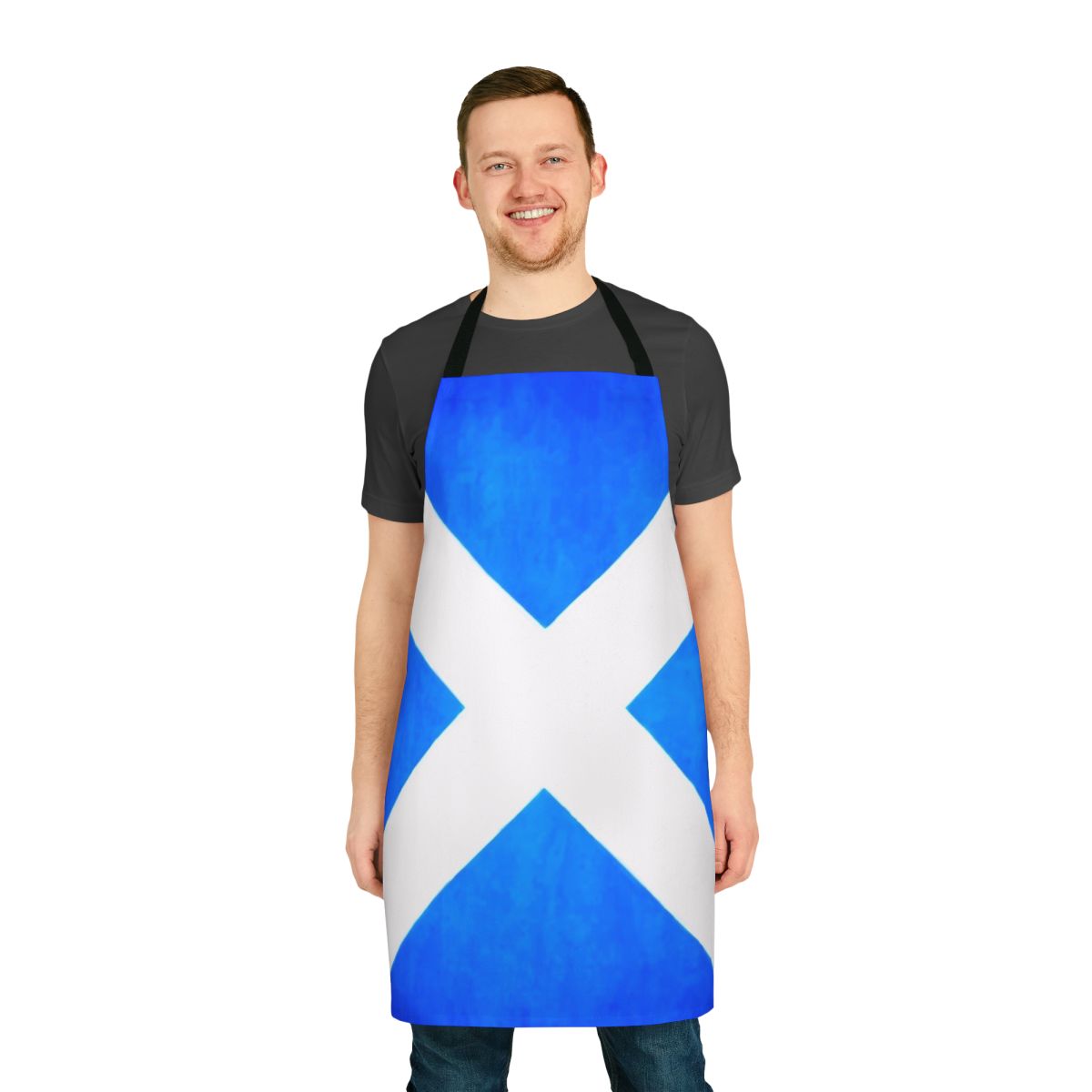 Vintage Scottish Saltire Flag Apron with Tartan Print Design