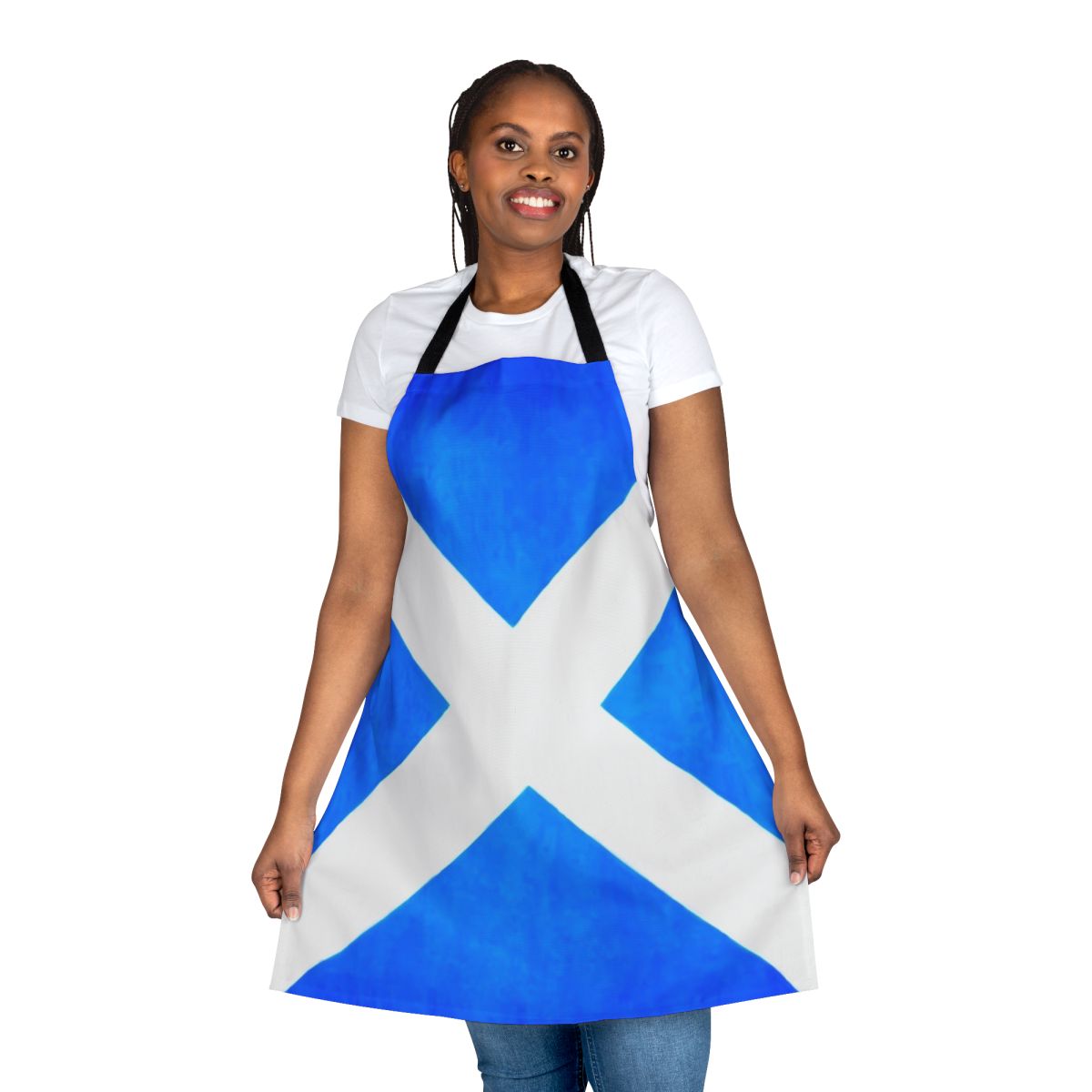 Vintage Scottish Saltire Flag Apron with Tartan Print Design