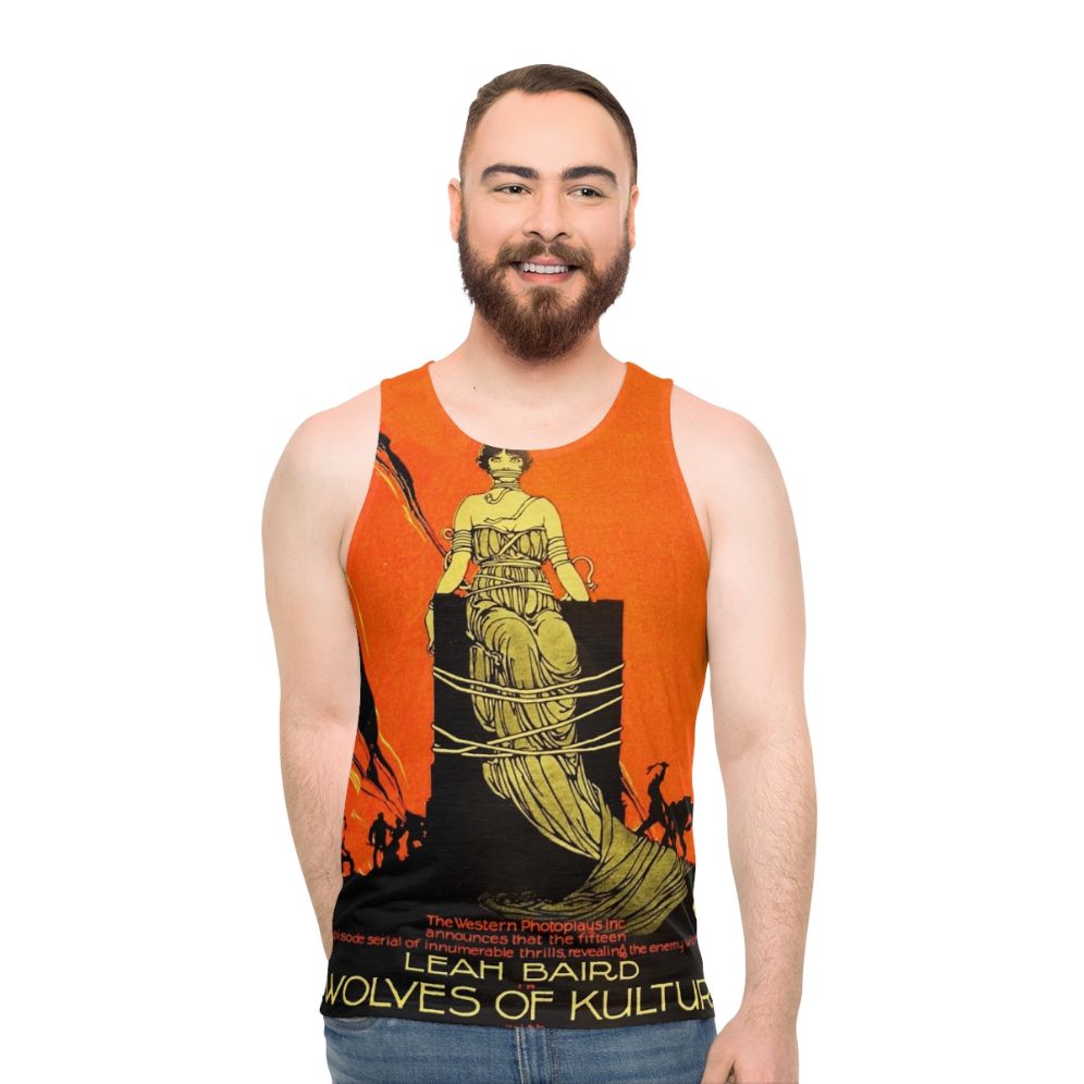Vintage silent movie "Wolves of Kultur" unisex tank top