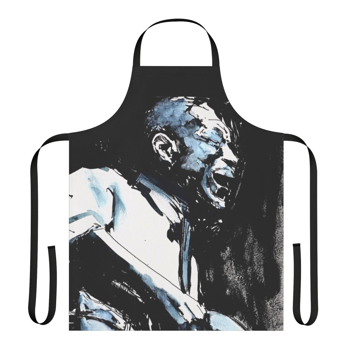 Vintage-style apron featuring the music and imagery of blues legend Son House