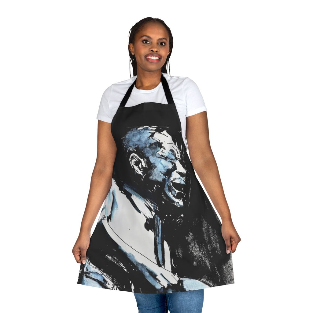 Vintage-style apron featuring the music and imagery of blues legend Son House