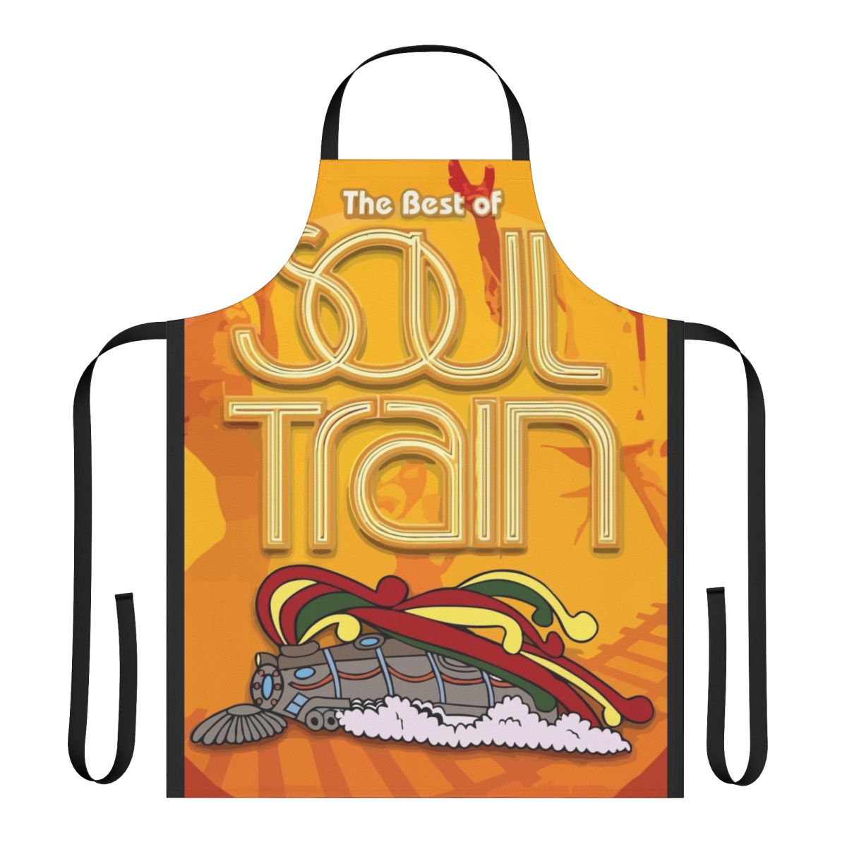 Retro-style apron featuring the iconic Soul Train logo and design