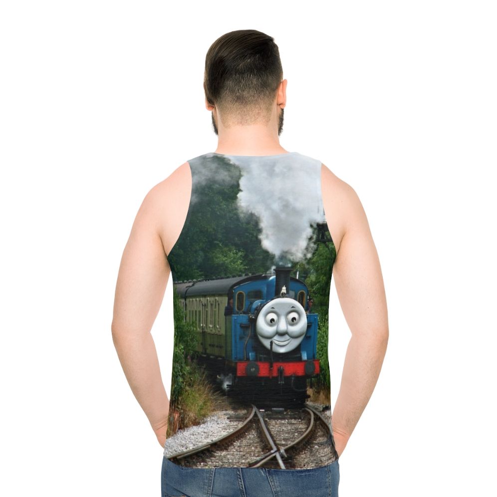 Unisex tank top with vintage steam locomotive design