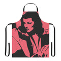 Vintage stencil design apron featuring a classic portrait of iconic actress Katharine Hepburn