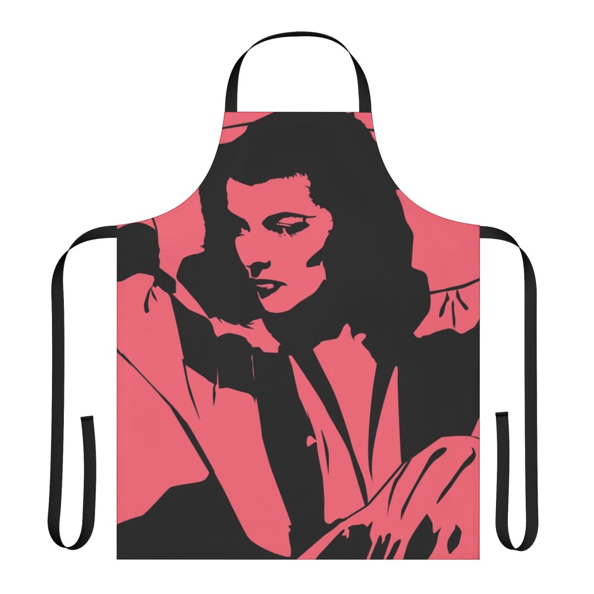 Vintage stencil design apron featuring a classic portrait of iconic actress Katharine Hepburn
