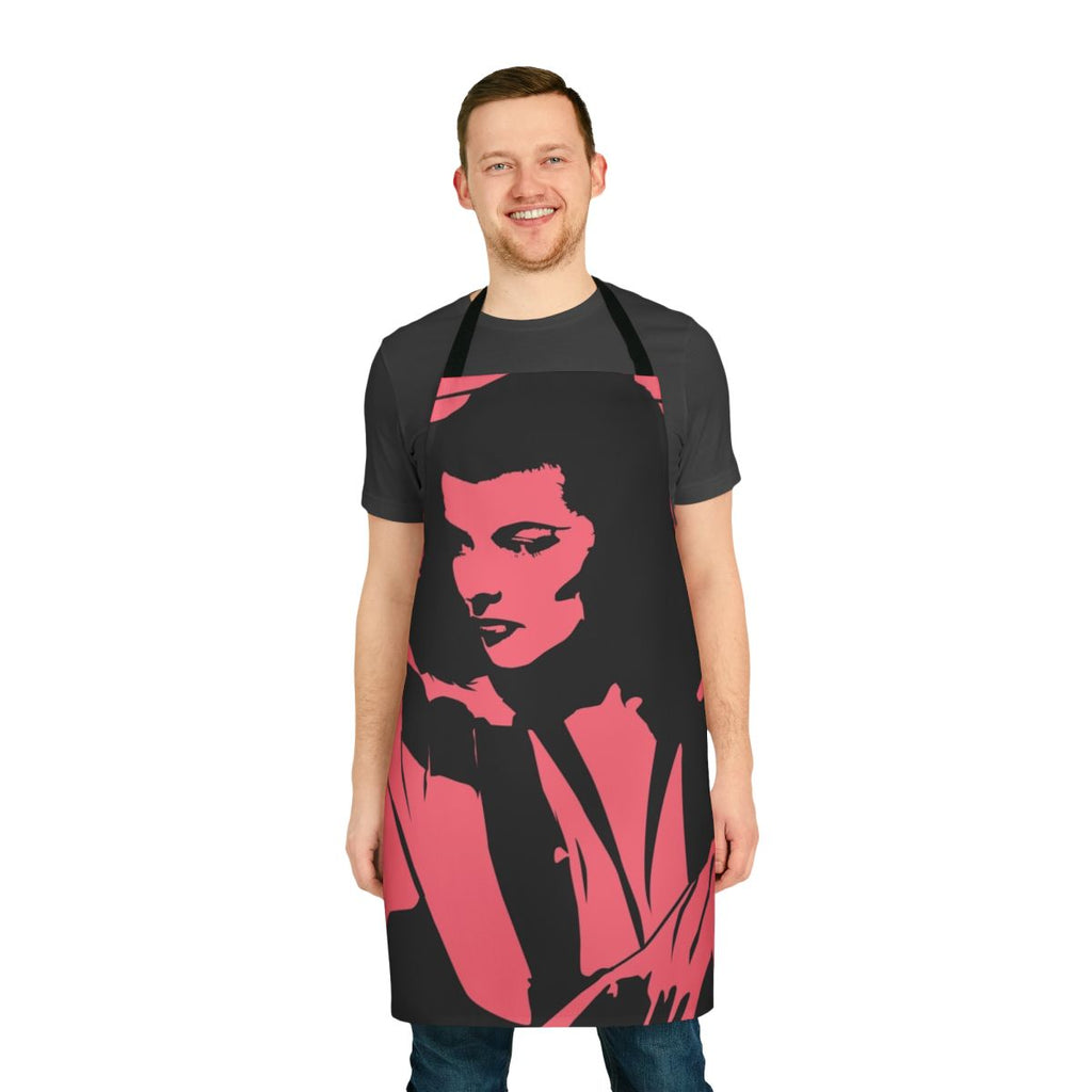 Vintage stencil design apron featuring a classic portrait of iconic actress Katharine Hepburn