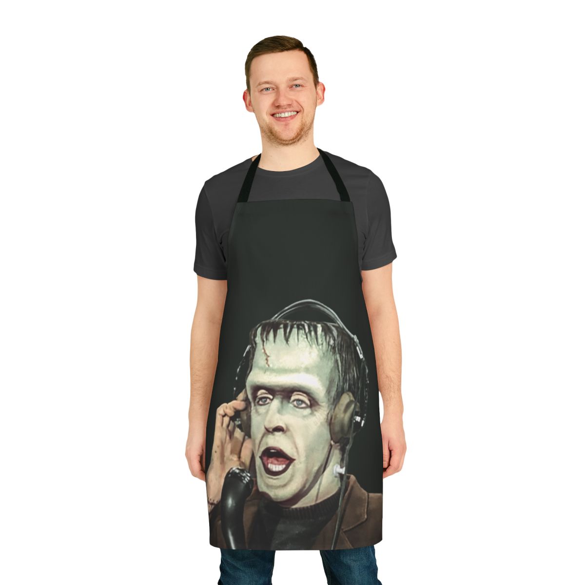 Vintage style apron featuring the character Herman Munster from the 1960s TV show The Munsters