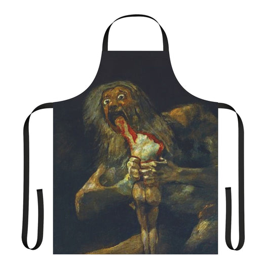 Vintage-style apron with the artwork "Saturn Devouring His Son" by the Spanish Romantic artist Francisco Goya.